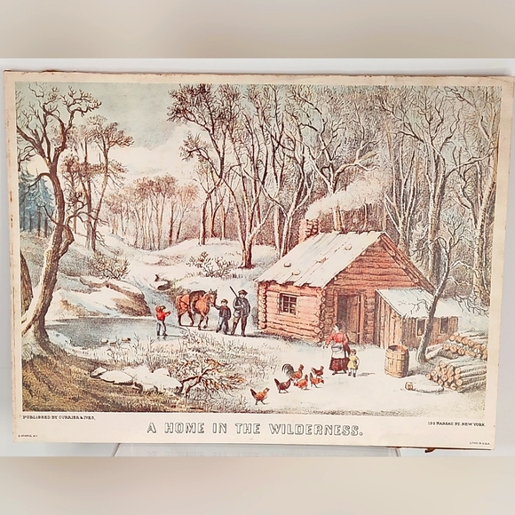 Vintage 1971 "A Home in the Wilderson" Currier & Ives Lithograph Print - Picture 1 of 11
